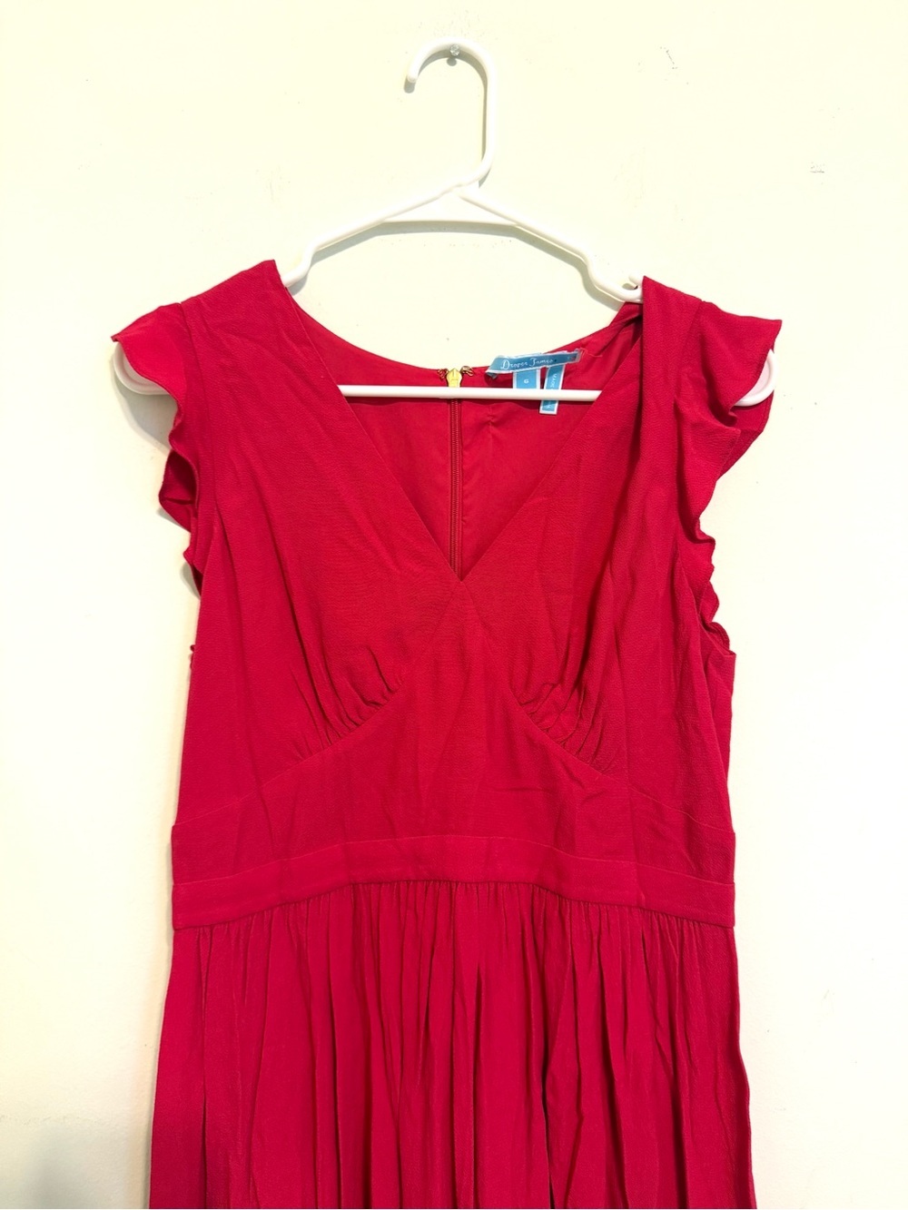 Draper James Raspberry Flutter Sleeve Fit & Flare Dress Size 6 Lined - Picture 2 of 7